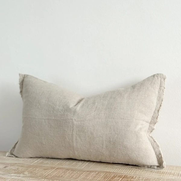 Esmee Natural Frayed edge Cushion 30x50cm