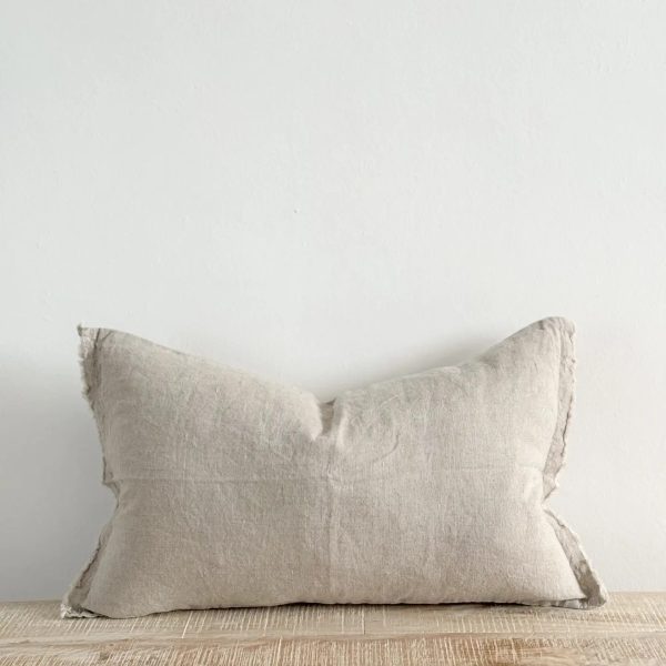 Esmee Natural Frayed edge Cushion 30x50cm - Image 2