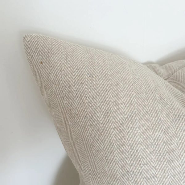 Tia Wool Cushion - Cream Herringbone 45cm - Image 2