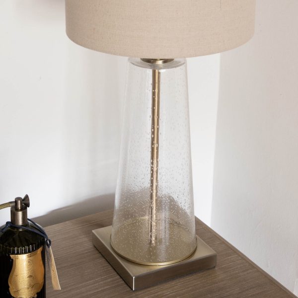 DERBY BUBBLED TAPERED GLASS LAMP WITH SHADE - Image 3