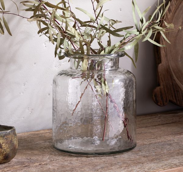 NKUKU - Akra Recycled Glass Vase - Clear 20cm