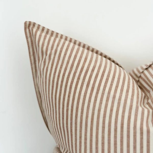 Darcy Cotton Cushion Cover 45cm – Brown Stripe - Image 2