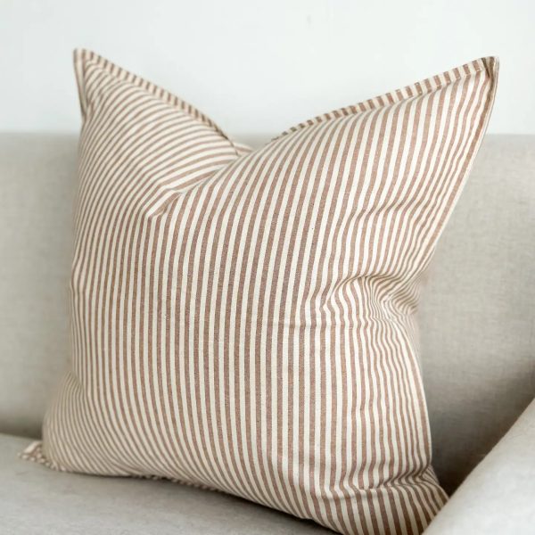 Darcy Cotton Cushion Cover 45cm – Brown Stripe - Image 3