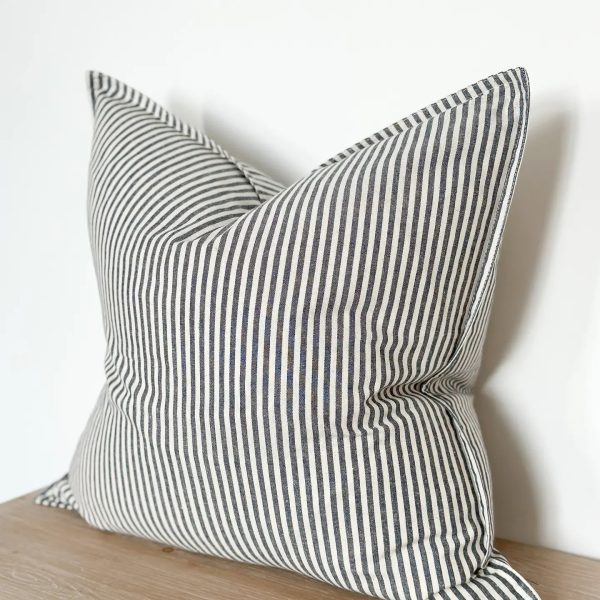 Darcy Cotton Cushion Cover 45cm – Navy Stripe