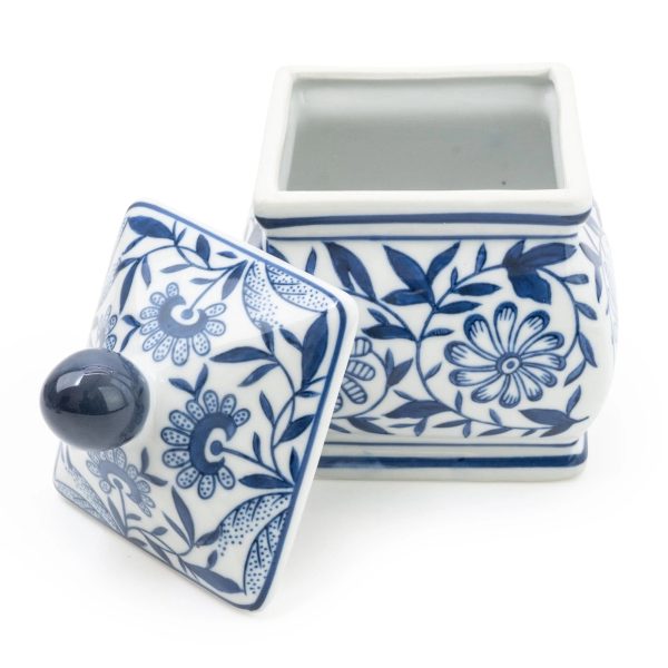 Sumatra Blue & White Small Square Ginger Jar 7" - Image 2