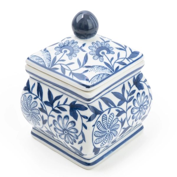 Sumatra Blue & White Small Square Ginger Jar 7" - Image 3