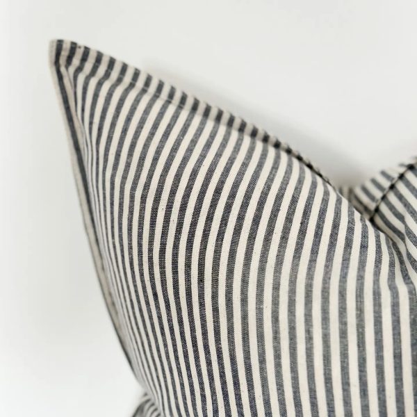 Darcy Cotton Cushion Cover 45cm – Navy Stripe - Image 2