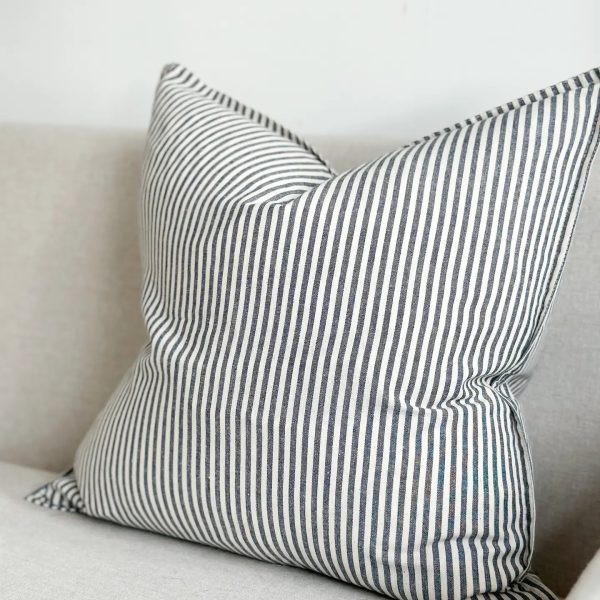 Darcy Cotton Cushion Cover 45cm – Navy Stripe - Image 3