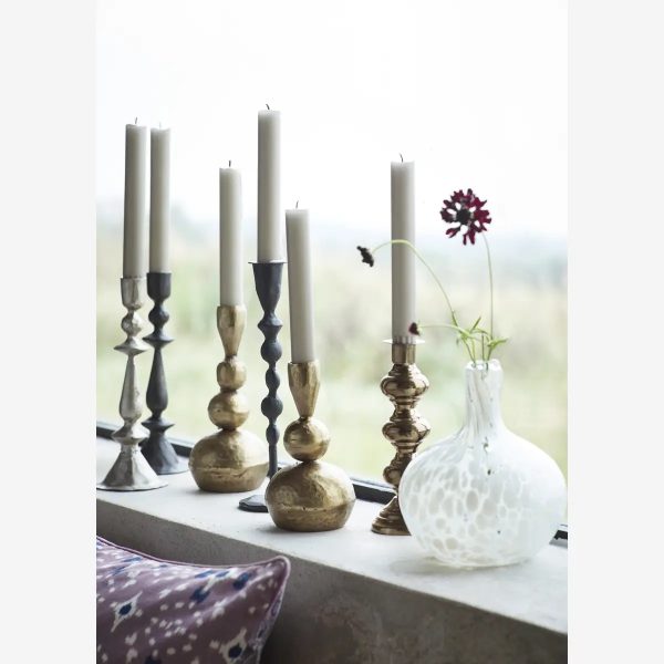 Hand Forged Iron Candle Holders Brass S/2 - Image 3