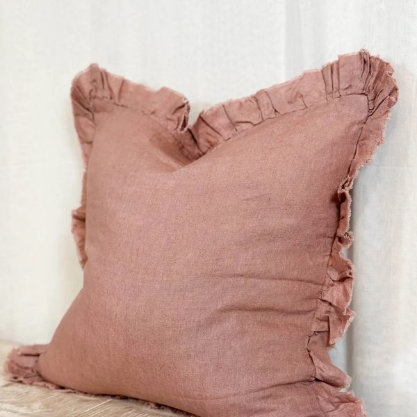 Hallie Dusty Pink Ruffle Cushion - Image 2