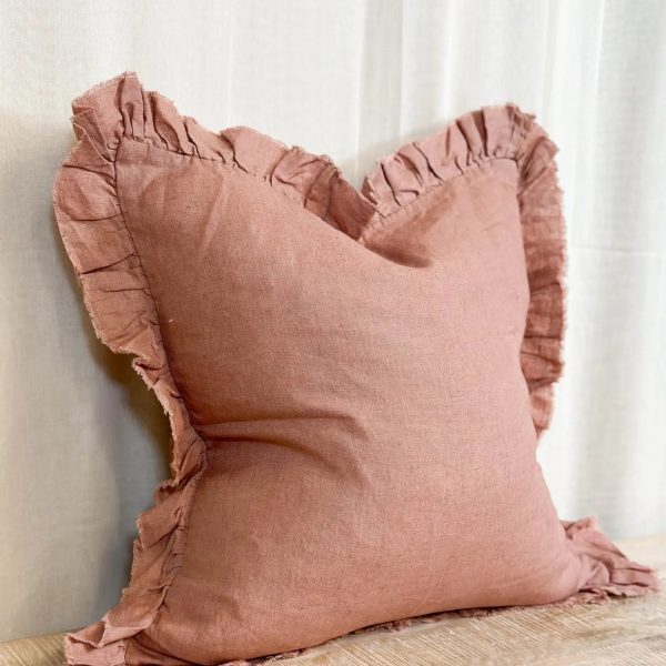 Hallie Dusty Pink Ruffle Cushion