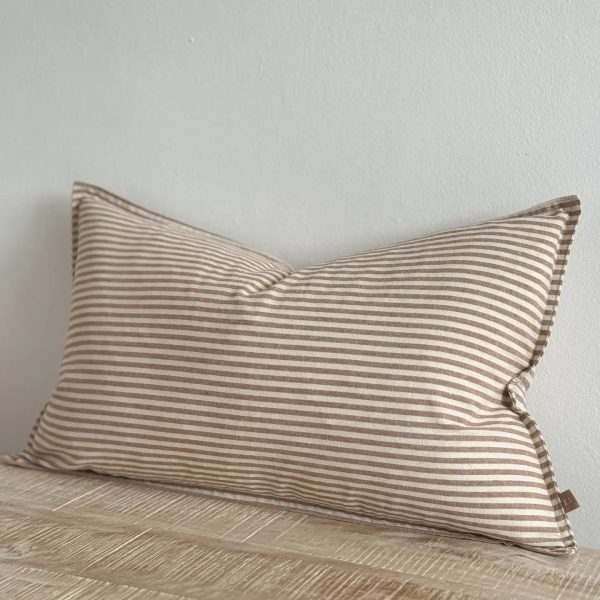 Darcy Cotton Cushion Cover 50x30 – Brown Stripe - Image 2