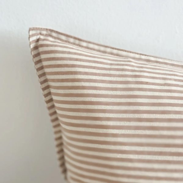 Darcy Cotton Cushion Cover 50x30 – Brown Stripe - Image 3