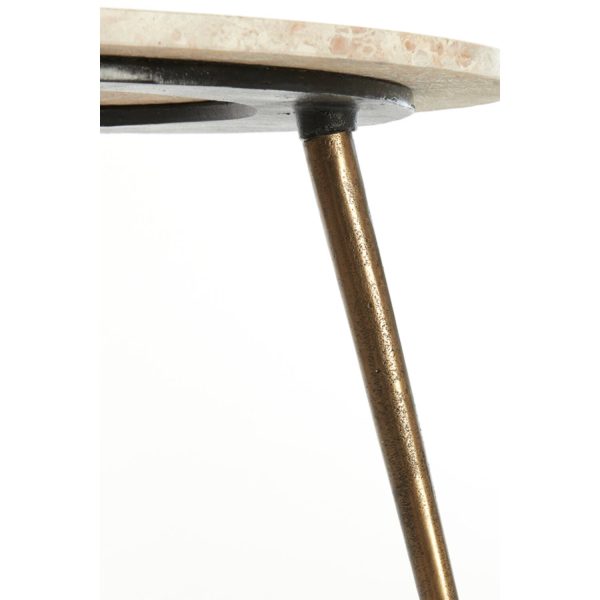 Side table 59x41 cm ZECA taupe marble+antique bronze - Image 3