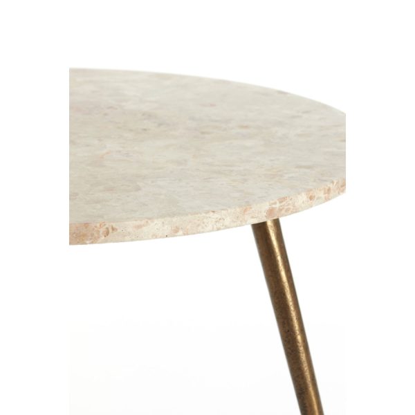 Side table 59x41 cm ZECA taupe marble+antique bronze - Image 4