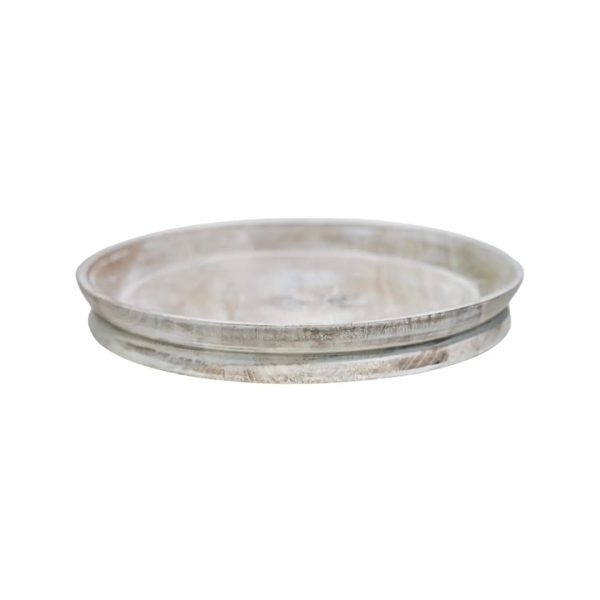 Ivyline Padstow White Wash Wooden Candle Tray D28cm - Image 2