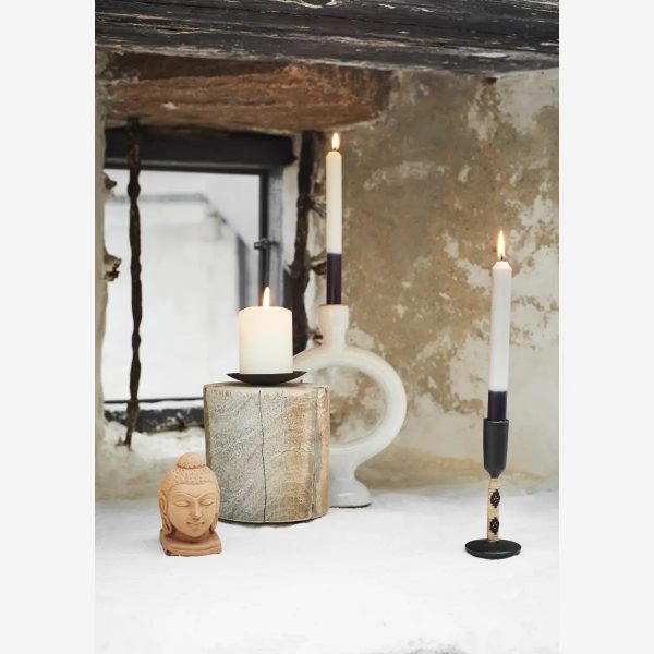 RECYCLED WOODEN CANDLE STANDS SET/3 - Image 3