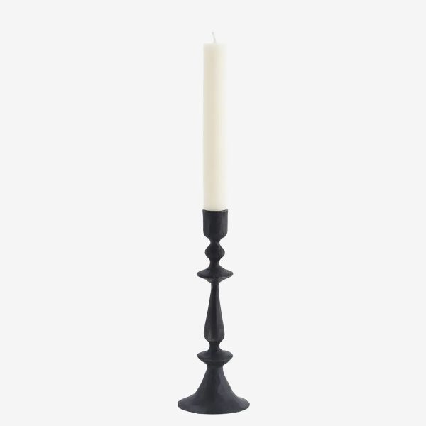 Hand Forged Iron Candle Holders 22cm Black