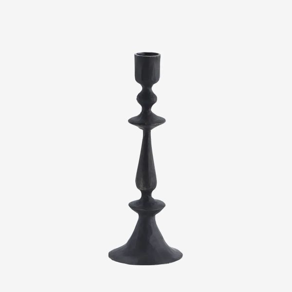 Hand Forged Iron Candle Holders 22cm Black - Image 2