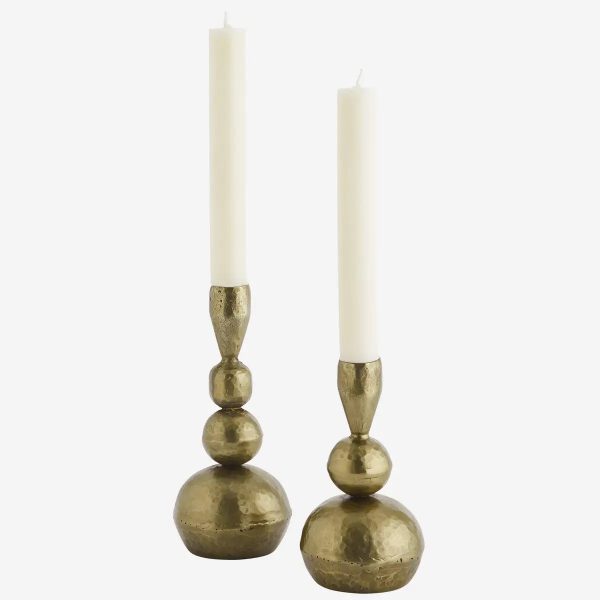 Hand Forged Iron Candle Holders Brass S/2