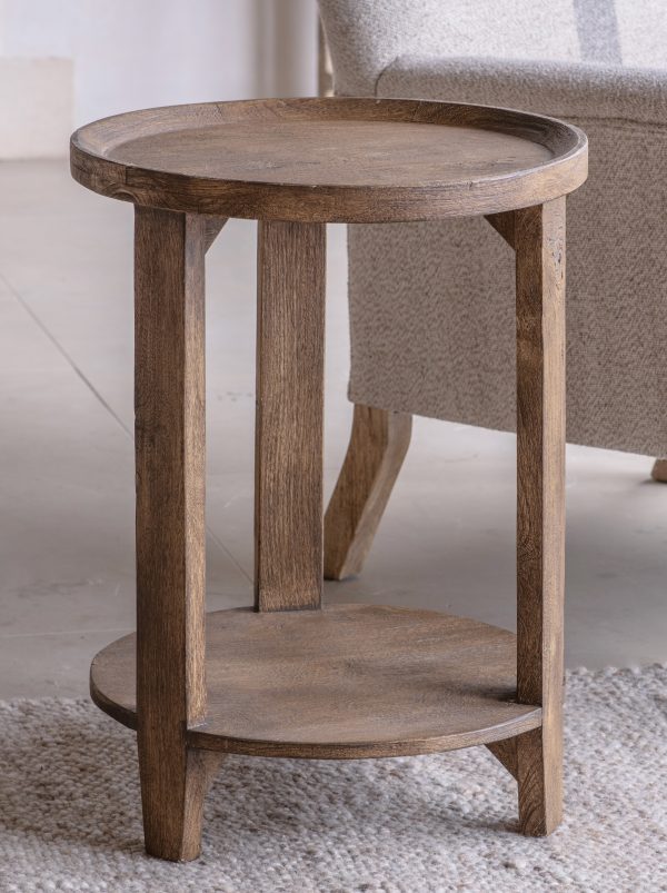 NKUKU -Triveni Mango Wood Side Table - Walnut Stain - Image 2