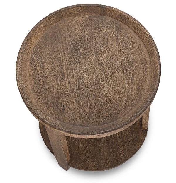 NKUKU -Triveni Mango Wood Side Table - Walnut Stain - Image 4