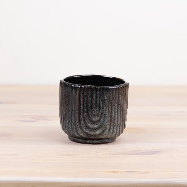 Navy Patterned Pot, 13.8cm